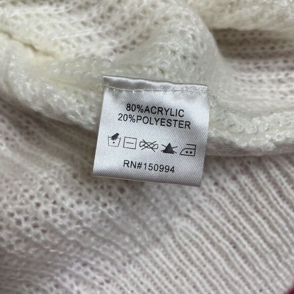 Belle by Belldini Mock Neck Sweater Braid Trim Ivory Size Large - Picture 6 of 9